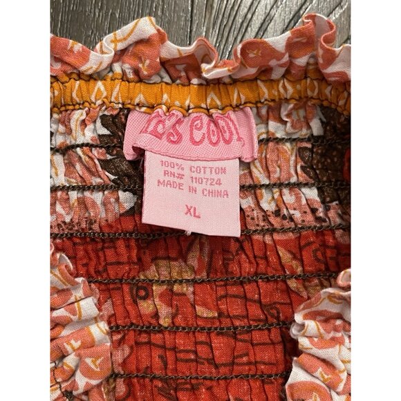 VTG She’s Cool XL Boho Tiered Maxi Skirt Sunflower Print Smocked Waist Pull-On - Picture 7 of 8